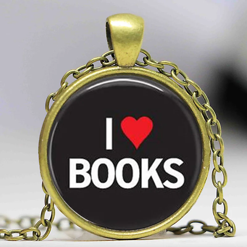 Я люблю Подвеска с книгами Чокер Ожерелье Мужчины Женщины книга Ювелирные