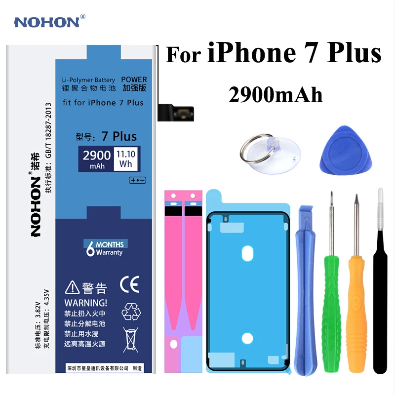 Аккумулятор NOHON для Apple iPhone 7 Plus, iPhone 7 Plus, iPhone 7 Plus, реальная емкость, 2900 мАч, батарея для мобильного телефона+ Бесплатные инструменты