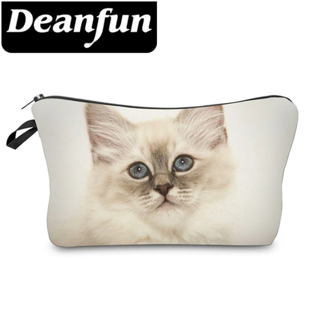 

Deanfun Women Cat Cosmetic Bags 3D Printed Multicolor Star with Zipper for Storage Makeup Organizer