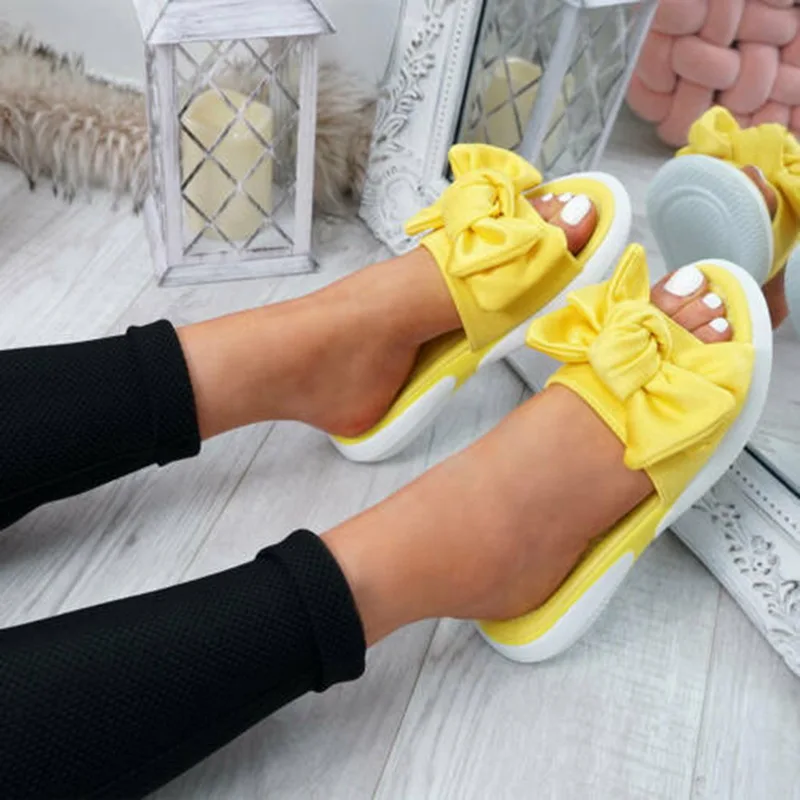 

New Women Summer Beach Slippers Breathable Linen Flip Flops Female Casual Slippers Sandals Floral Bow Outdoor Ladies Shoes