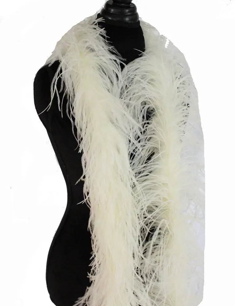 

5 ply beige Luxury Ostrich Feather Boa 2meter long per pc A Quality full and fluffy 10meters/lot