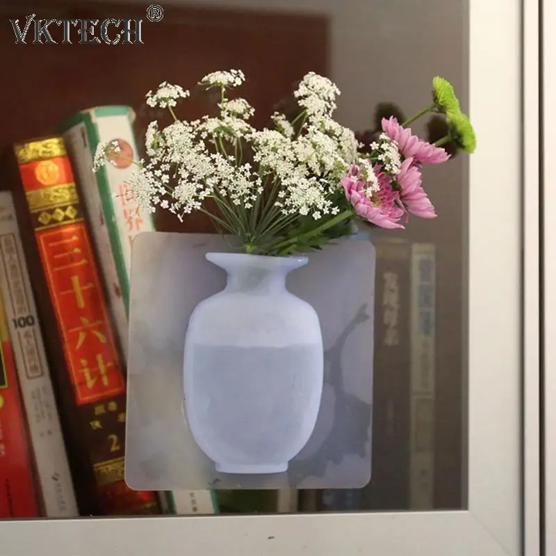 

3D DIY Vase Flowers Wall Stickers Flower Pots Soft Silicone Decorative Vases Home Living Room Kitchen Decor
