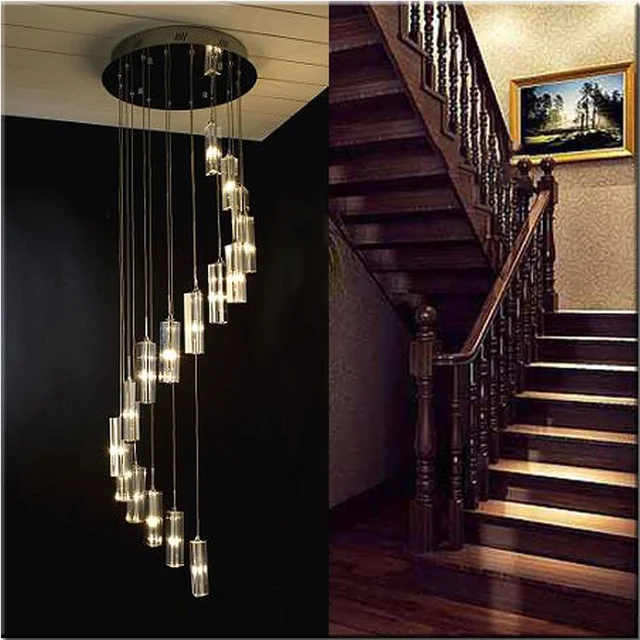 modern chandeliers crystal lighting stair long hanging lamp pendant