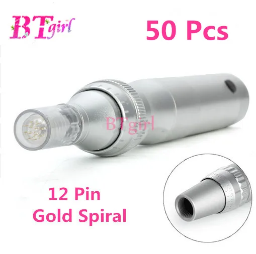HOT Sale 50pcs Electric Derma Pen Needles 12 Pin Titaniun Gold Spiral Cartridge For Auto Microneedle Derma Pen Gold Needle Tip HOT Sale 50pcs Electric Derma Pen Needles 12 Pin Titaniun Gold Spiral Cartridge For Auto Microneedle Derma Pen Gold Needle Tip