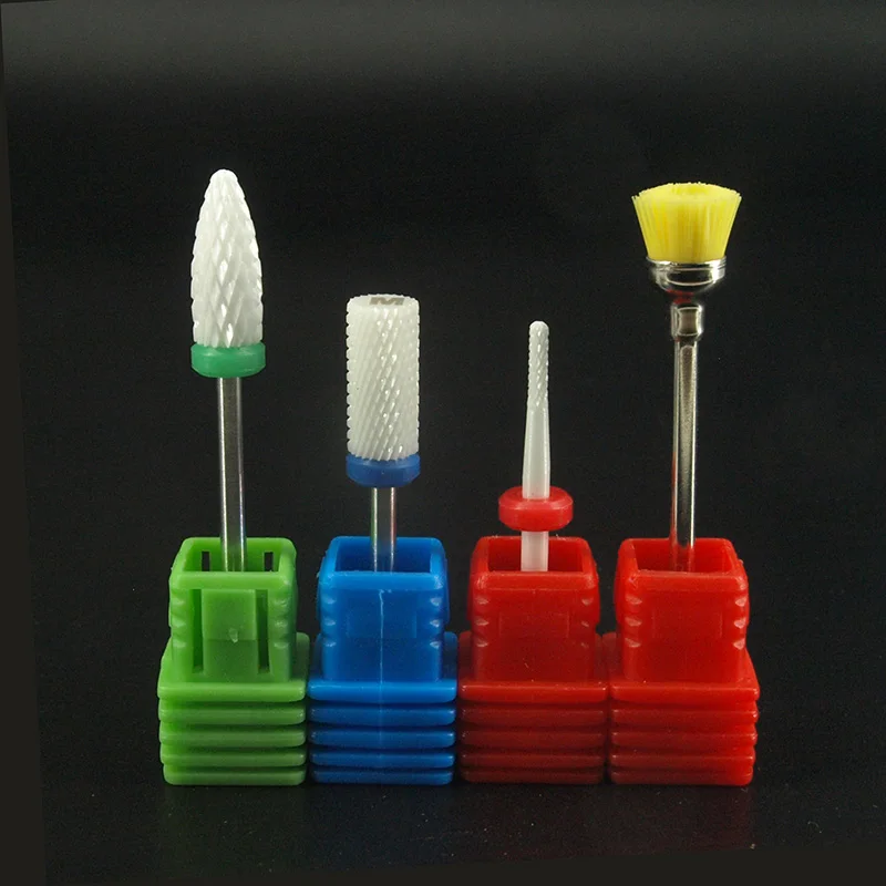 Branca de Alta Unha para a Arte do Unha Elétrica do Unha Profissional Cerâmica Qualidade Bit Broca Manicure Máquina Unha Ferramentas. 4 Pçs - Set 2 Cheap Equipamento de unhas artísticas