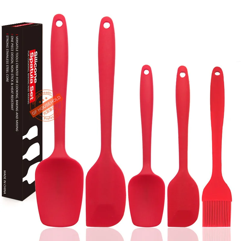 

5 Piece Spatula Set - Colorful Silicone Rubber Baking Spatulas Nonstick BPA Free Dishwasher Safe