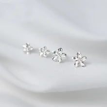 MloveAcc 925 пробы серебряные женские модные милые миниатюрные серьги-гвоздики в виде цветка для девочек серьги из стерлингового серебра