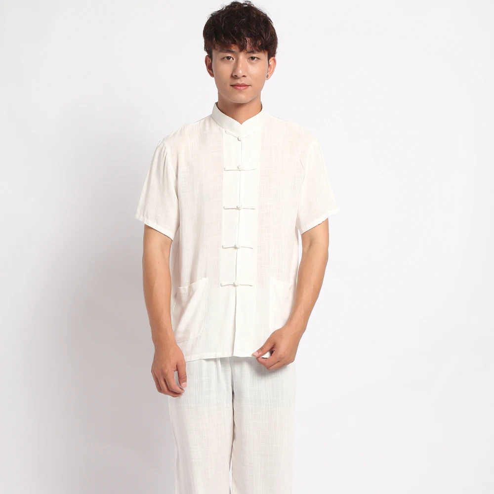 Casual Men Cotton Linen Pyjamas Suit Shirt&pants Trousers Sleepwear Chinese Style Male Handmade Button Pajama Set Home Wear