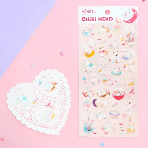 1 шт/1 лот Kawaii канцелярские наклейки глубокий розовый Кот дневник планировщик