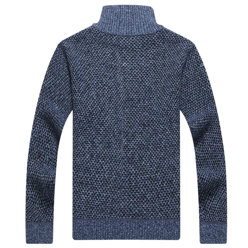 Covrlge Warm Thick Velvet Cashmere Sweaters Men Winter Pullovers Zipper Mandarin Collar Man Casual Clothes Big Size 3XL MZM046
