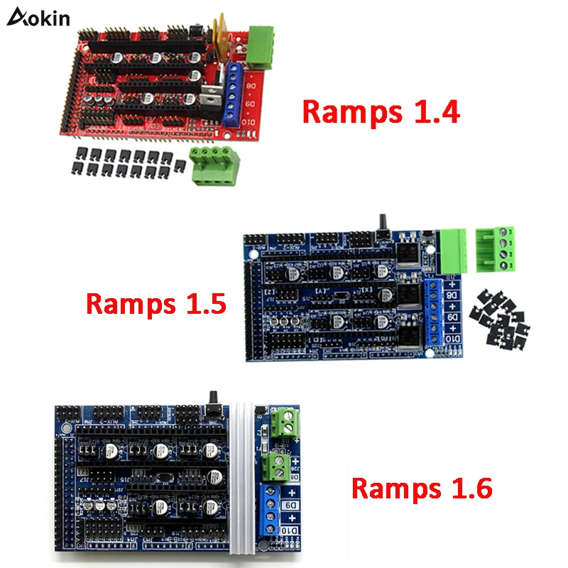 Aokin пандусы 1,4 Управление Лер пандусы 1,6 расширения управление доска с радиатором обновлен пандусы 1,4 1,5 Для Arduino 3d принтеры доска