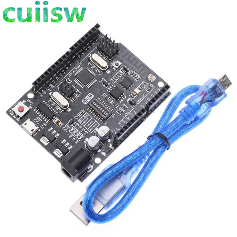 UNO R3 + Wi Fi ATmega328P ESP8266 (32 Мб памяти) CH340G для Arduino Uno NodeMCU WeMos Новое