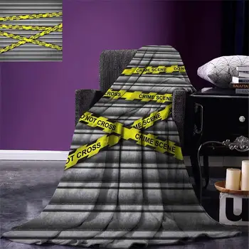 

Police Throw Blanket Crime Scene Investigation Do Not Pass Yellow Wraps Quotes Work of Art Print Warm Microfiber