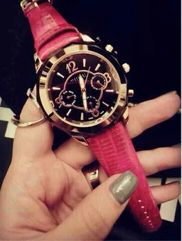 

HK GUOU Brand Quartz Lady Watches Rhinestone Waterproof Women's Watch Genuine Leather Upscale Large Dial Luxury Gift Wrist watch