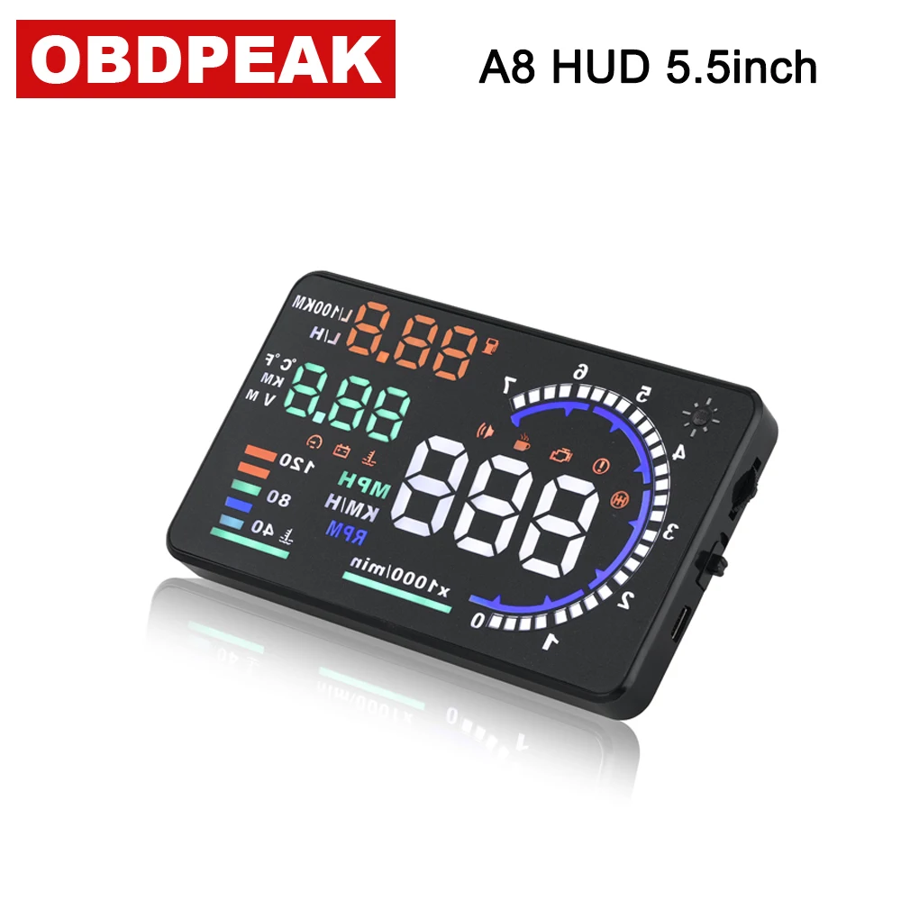 Новые A8 5 &quotHUD автомобилей Head Up Дисплей светодиодный ветрового стекла проектор OBD2
