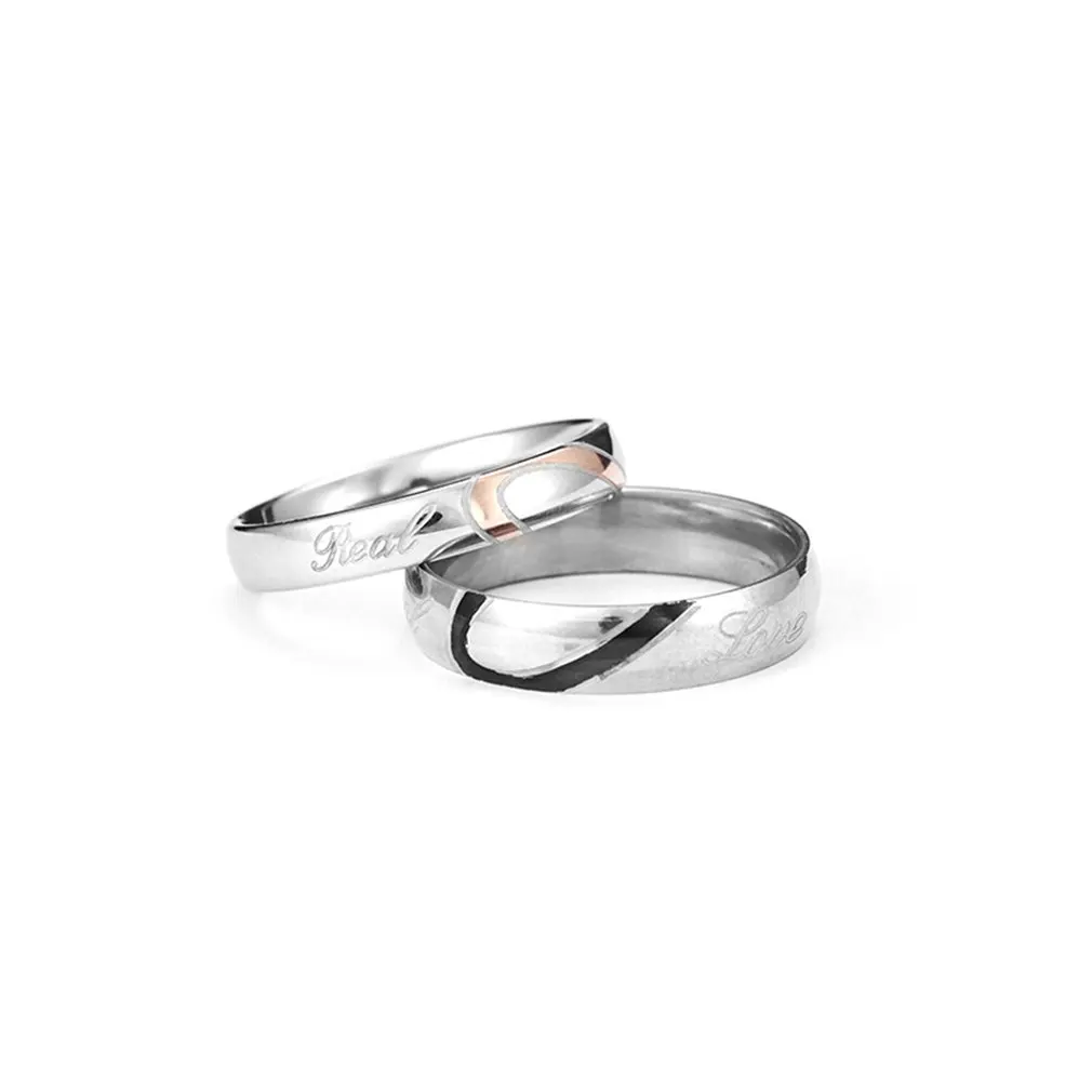 Fashion Couple Heart Shape Rings Matching Titanium Promise Ring for 316L Stainless Steel Wedding Bands Lovers | Украшения и