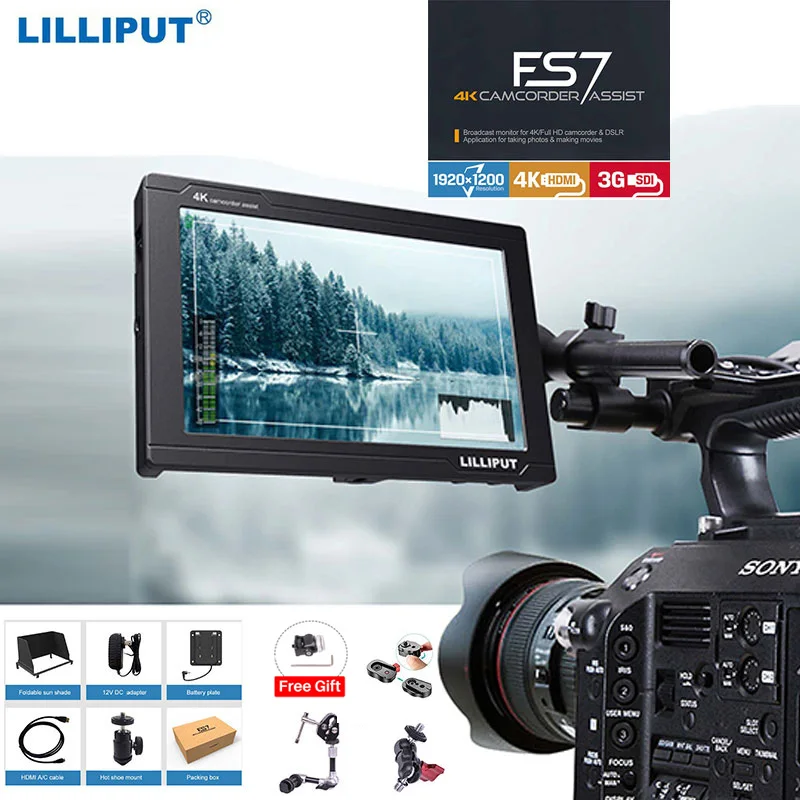 Lilliput FS7 HD 1920x1200 3G SDI 4K HDMI in/out camera Video 7 inch Field Monitor for Canon Nikon S