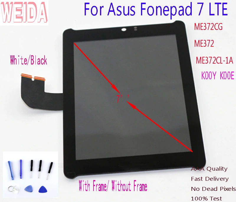 

WEIDA 7'' For Asus Fonepad 7 LTE ME372CG ME372 K00E ME372CL-1A K00Y LCD Touch Screen Assembly with Frame with Tool 5470L FPC-1