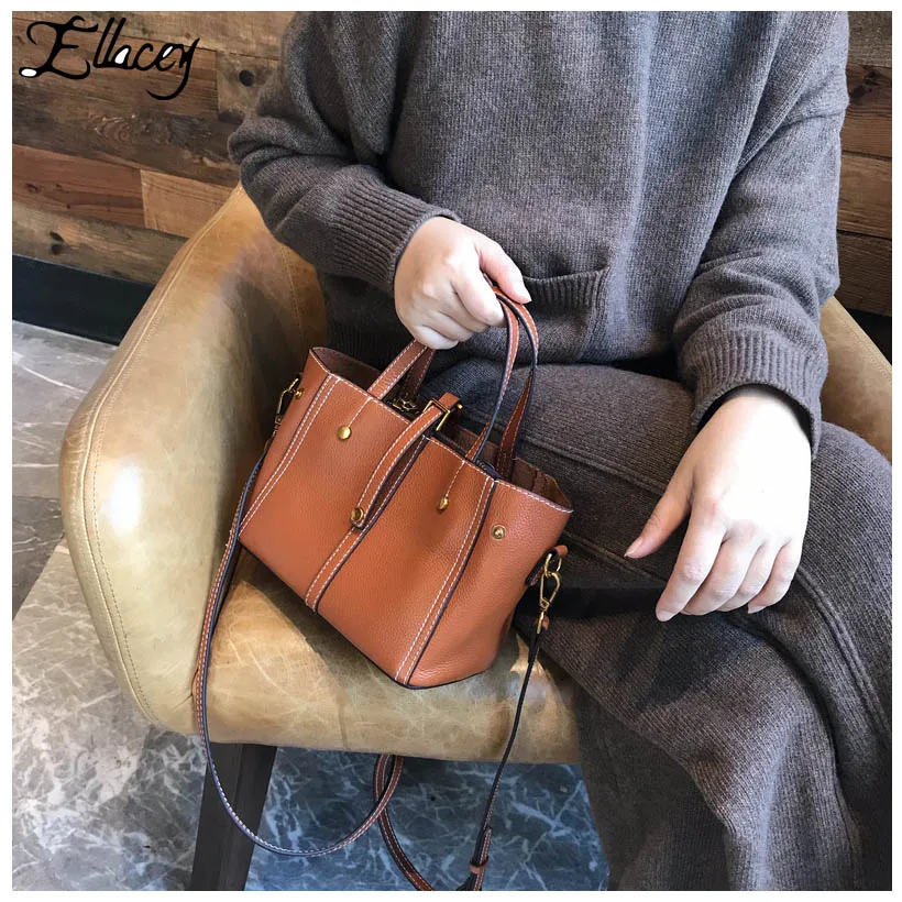 

Tote Bags for Women 201 Ell Soft Cow Leather Luxury Handbags Women Bags Designer Ladies' Genuine Leather Handbag Shoulder Bag