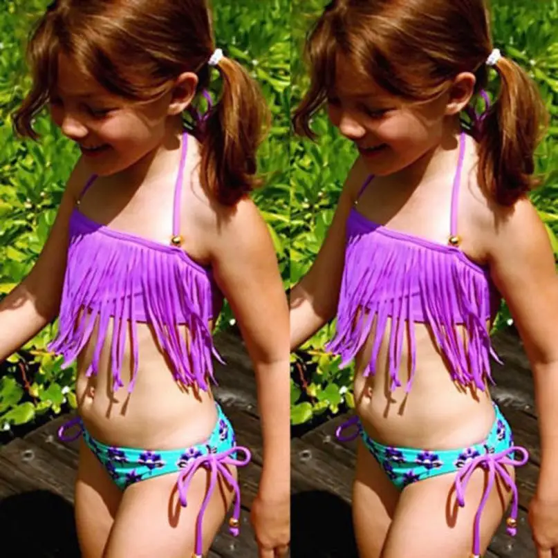 

2018 Hot Sale Fashion Cute 2Pcs Kids Baby Girl Tassels Swimsuit Swimwear Bathing Bikini Set Clothes Outfits Tracksuit 6.8