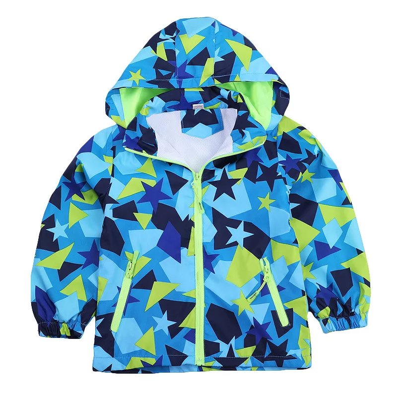 Cartoon Printed Hooded Jackets For Girls Coat Boys Outerwear Baby Jacket Infant Kids Waterproof