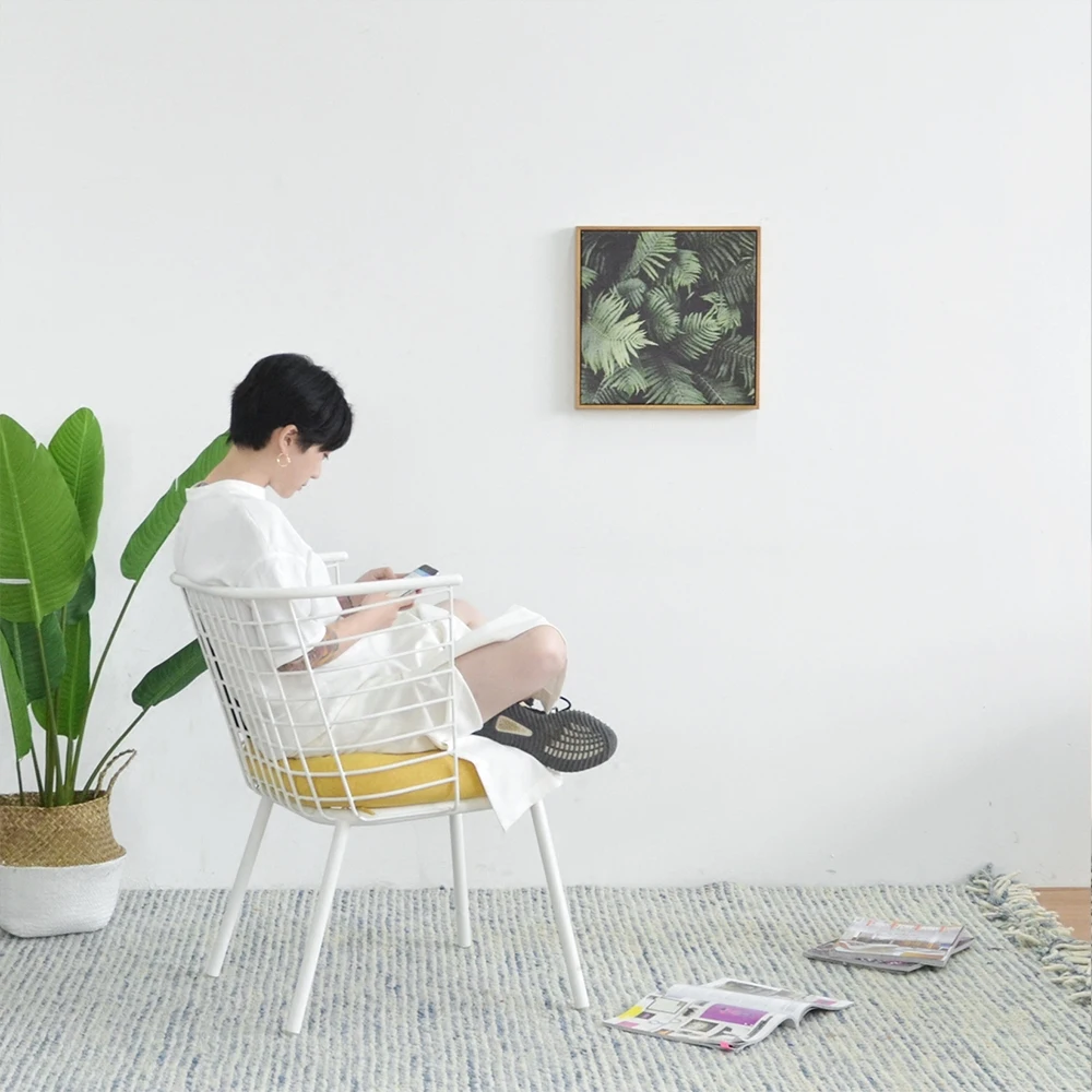 [InYard original] metal chair / Nordic grid outdoor / indoor multifunctional meeting with soft metal chair dining room chair