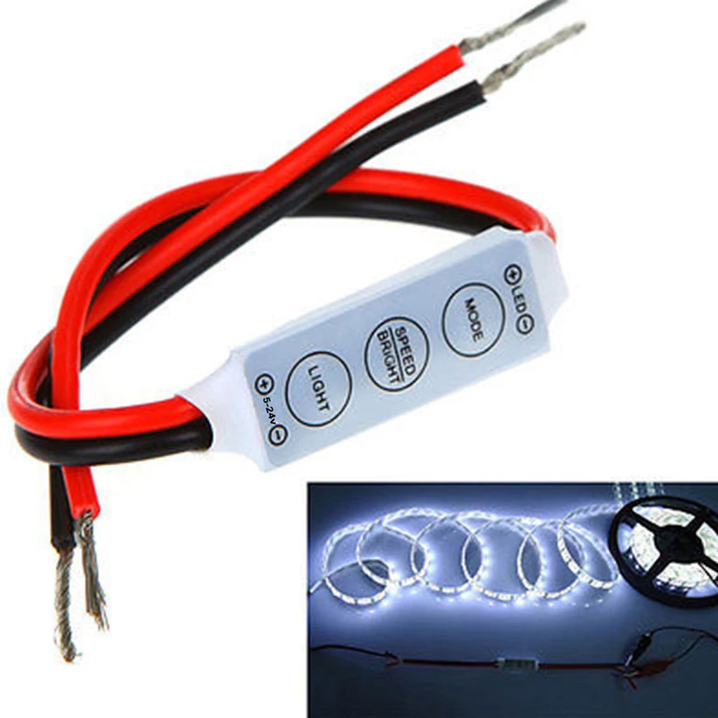 

High Quality Mini 12V LED Strip Light Dimmer Controller Regulator With On Off Switch For 3528 5050 New