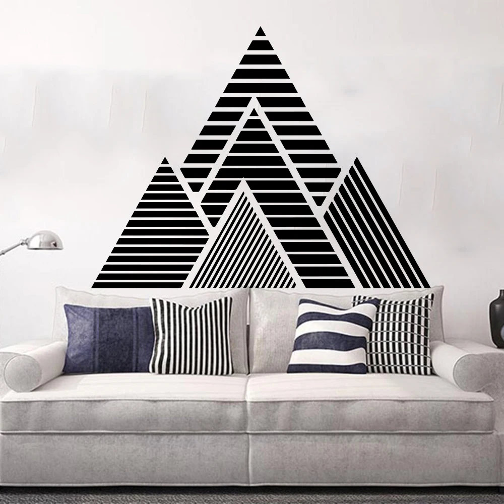 Huge Geometric Mountains Wall Sticker Bedroom Living Room Geometric Hills Mountains Travel Explore Wall Decal Kids Room Vinyl  (4)