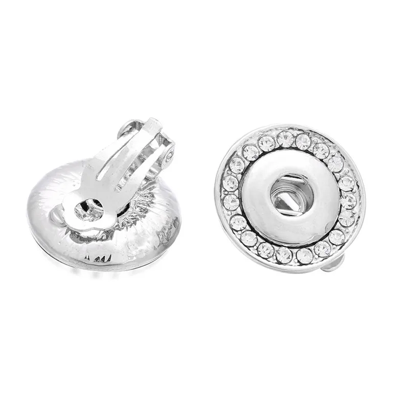 

New Snap Jewelry Vintage Rhinestone 12mm Snap Earrings Mini Button Clip Earring For Women DIY Accessories