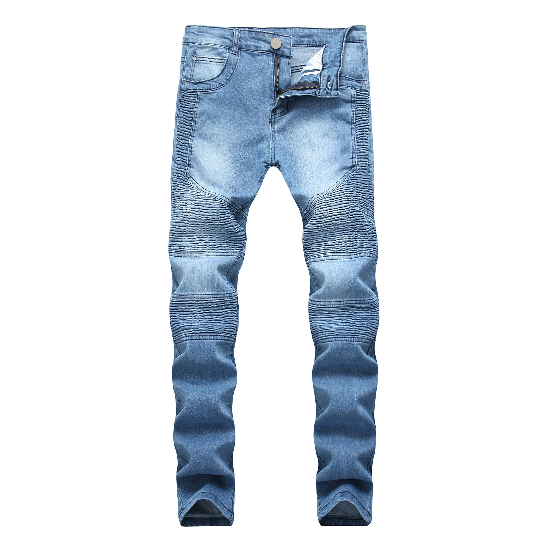 2018 Для мужчин джинсы классические прямые стрейч темно-синий Бизнес Повседневное джинсовые штаны Тонкий почесал длинные брюки джентльмен