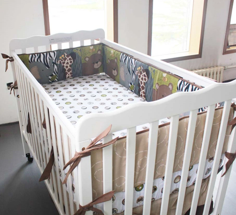 5pcs Embroidery Baby Crib Bumpers Baby Bedding Set Cotton Baby Cot Bumpers Bed Sheet Baby Bumpers ,include (4bumper+bed cover) 5pcs embroidery cotton crib bed linen kit cartoon baby cot bedding set bed sheet include 4bumper bed cover