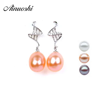 

Hot Sale 100% 925 Real Sterling Silver Natural Fresh Water Pearl Ear Drop Earrings for Women Engagement Party Fashion Jewelry