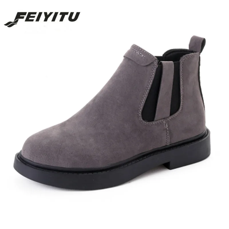 

feiyitu Brand Women Boots Female Winter Shoes Woman Fur Warm Snow Boots Fashion Low Heels Ankle Boots Black Green gray brown red