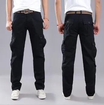 

Men Cotton Military Cargo Pants Trousers Mens Straight Long Pants with Multi Pockets Khaki Army Green Brown Black Plus Size 40