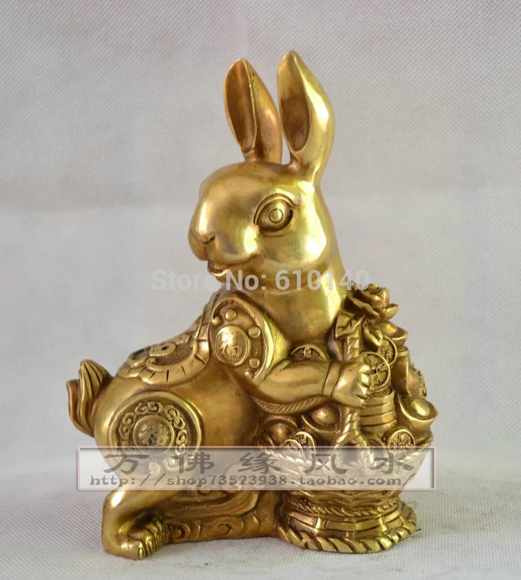 

Copper Choi Fook Zodiac Rabbit trick Peach improve relationships zodiac feng shui ornaments