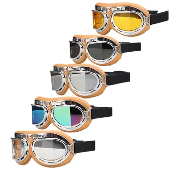 

Retro Motorbike Helmet Pilot Goggles Jet Aviator Vintage Wwii Motorcycle Scooter Glasses UV