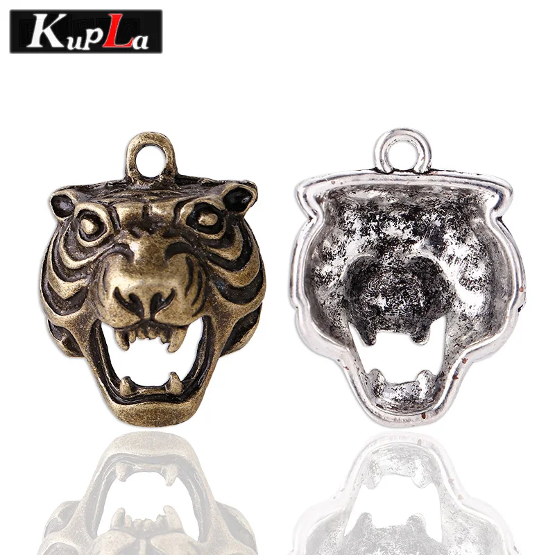 Kupla Metal Tiger Head Charms Vintage Metal Animal Tiger Charms Pendant