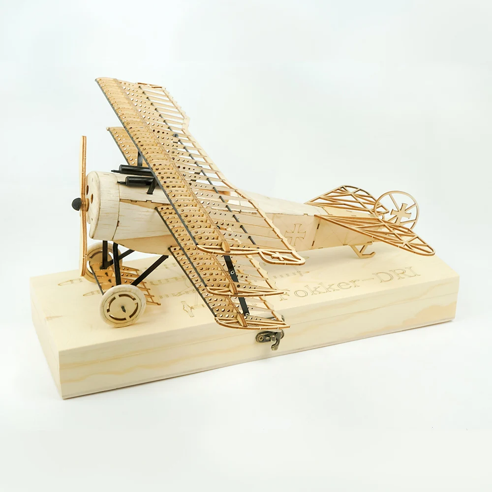 

Dancing Wings Hobby 1:18 Fokker DRI Wooden Static Airplane Model Display Replica Craft Wood Furnishing Kids Gifts