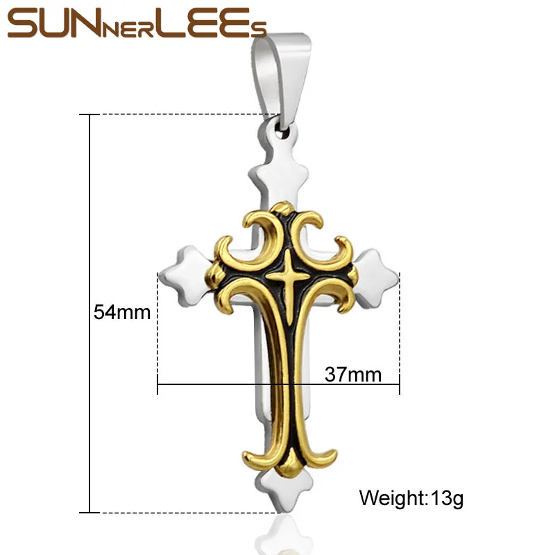 Подвеска с крестом Иисуса Христа из нержавеющей стали|chain gold|link chaincross pendant necklace |