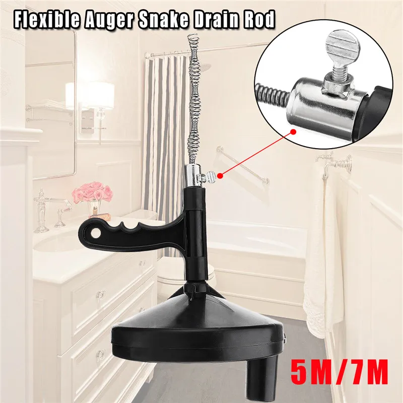 

Sink Pipe Drain Cleaner Auger Plunger with 5M 7M Snake Cable Bathroom Cleaning Dredging Tool Sewer Brush