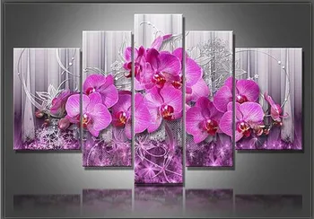

5pcs round Diamond Painting Flower Orchid Cross Stitch Multi-picture Diamond Embroidery Full Square Rhinestones Painting Mosaic
