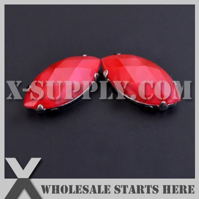 

7x15 мм устанавливаемая Navette (лодка) красная акриловая основа из серебристого никеля, пришивная основа для сумки, обуви, одежды