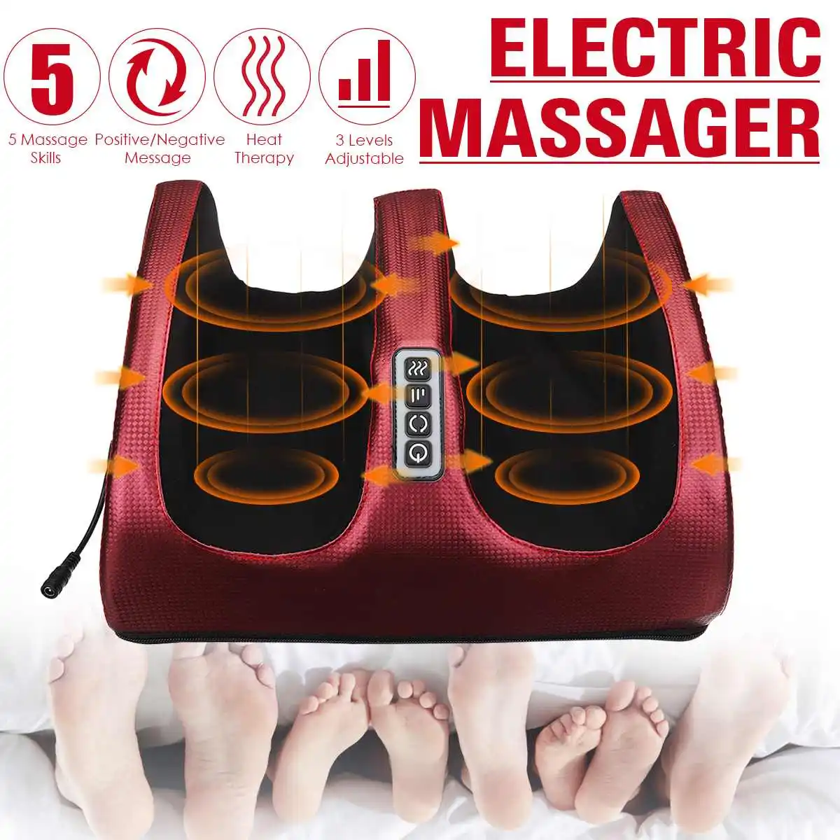 Kaufen Neue 6 in 1 Elektrische Fuß Massager Maschine Plantar Kalb Arm Entspannende 3 Ebenen Einstellen 38x18x27cm