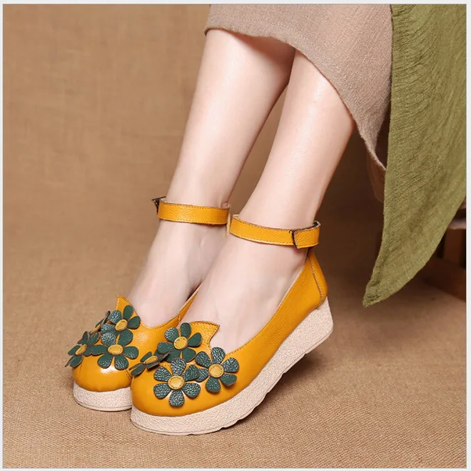 

Women Platform shoes Genuine Leather flat shoes women comfortable soft single shoes