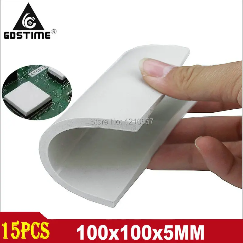 

15PCS LOT 100x100x5mm White Thermal Pad 5mm Silicon Heatsink Cooling Conductive GPU CPU Chipset