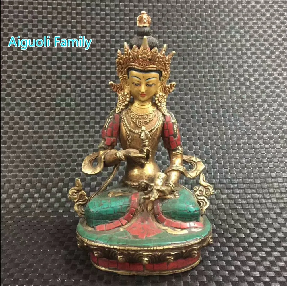 

Collection original Tibetan gilt turquoise Copper Buddha statue/Tibet Handwork King Kong dimenoxadol old sculpture