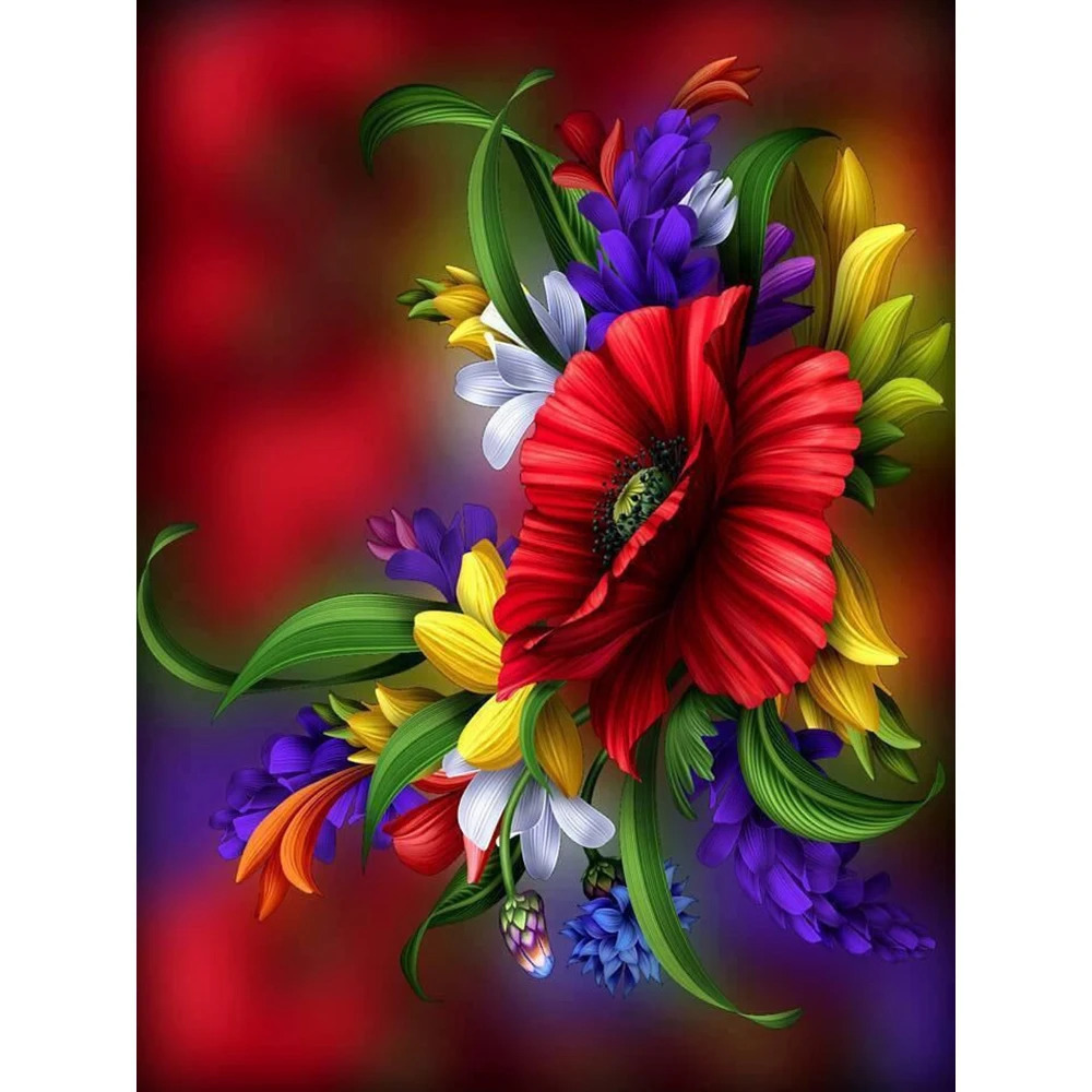 

5D Diamond Embroidery Flower Crystal Painting Full Drill Square Diamond Painting Flower Rhinestone Cross Stitch Home Decor a511