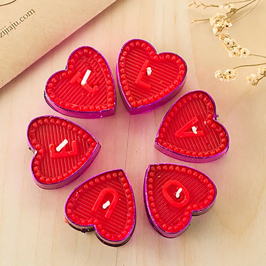 

Romantic Heart Wedding Gift Candle Party Red Small Christmas Scented Candles Birthday Tealight Bougies Candle Decorative 30