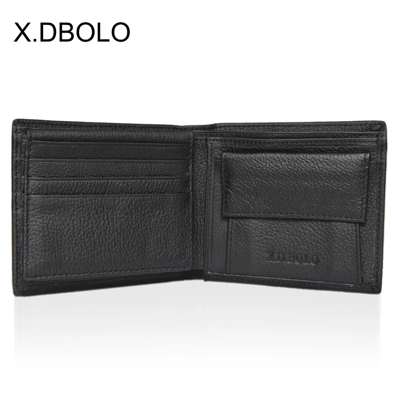 

X.D.BOLO Wallet Short Men Wallets Genuine Leather Simple Male Purse Card Holder Wallet Fashion Zipper Pocket Coin Purse Bag