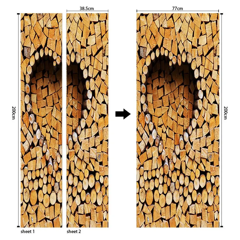 3D наклейки на двери, креативные деревянные DIY наклейки для домашнего декора, самоклеющиеся водонепроницаемые наклейки для спальни, украшение для ремонта дверей, паста